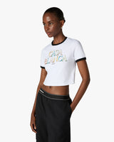 White Stacked Logo Cropped Baby Short Sleeve T-Shirt