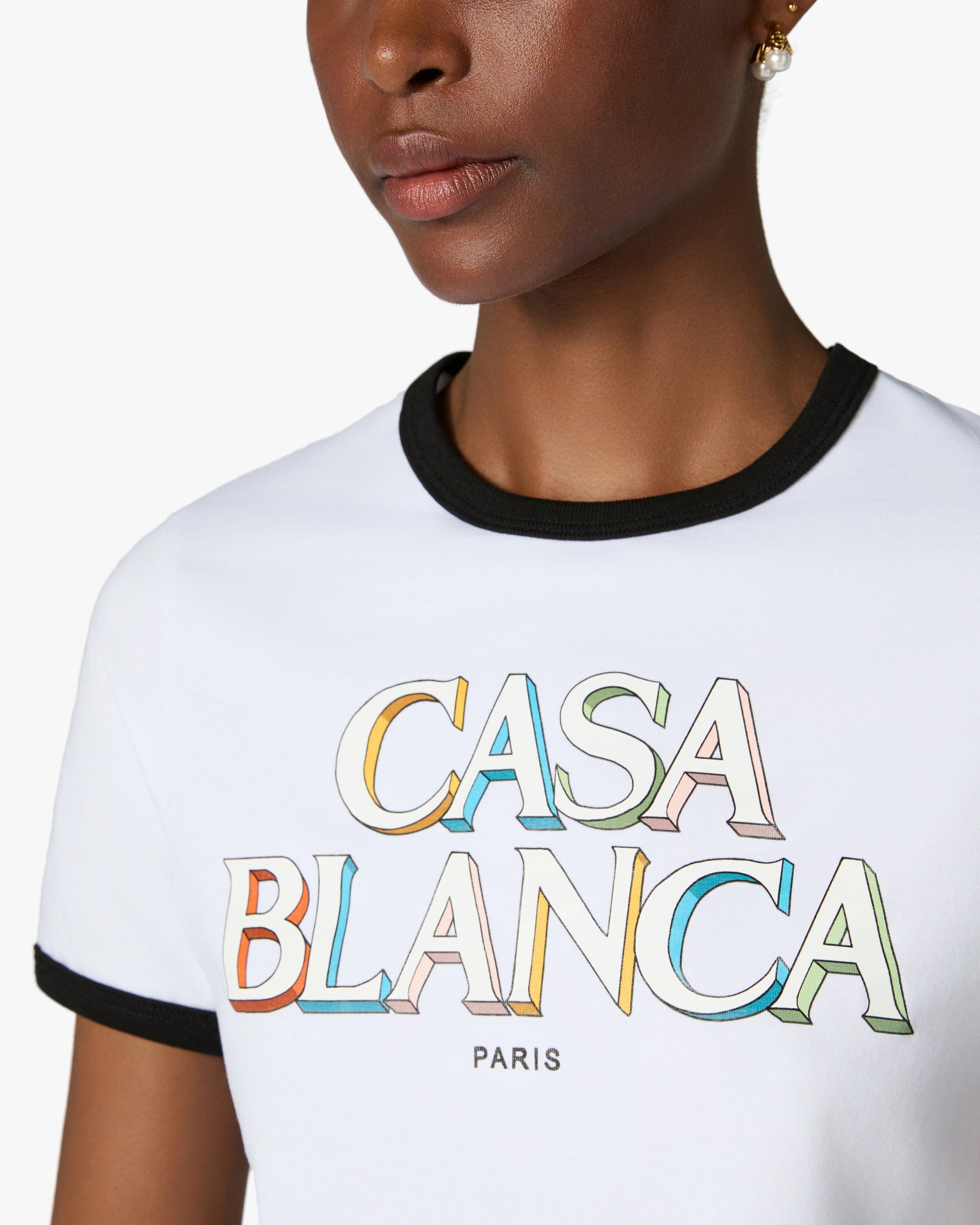 White Stacked Logo Cropped Baby Short Sleeve T-Shirt