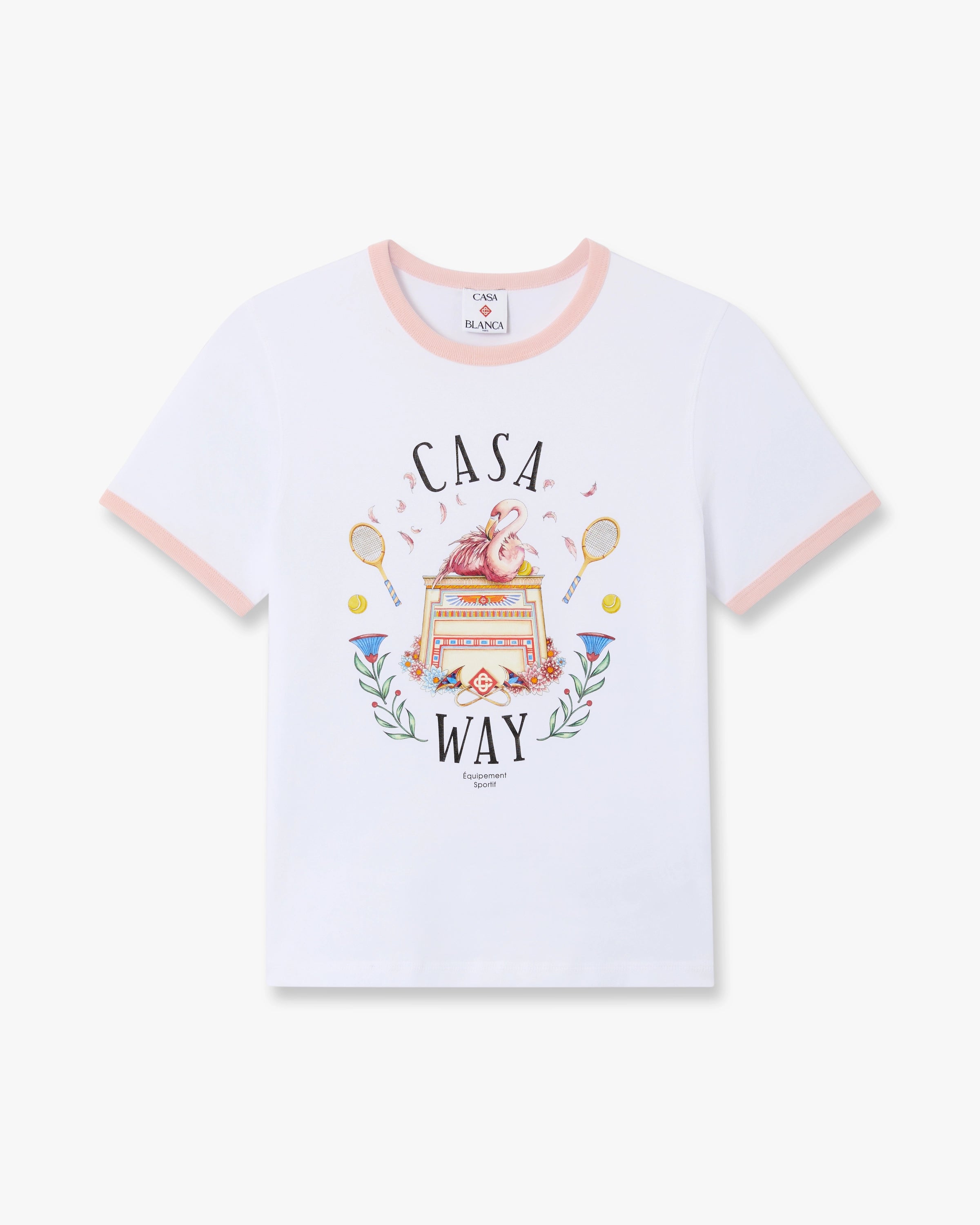 White Casa Way Ringer Short Sleeve T-Shirt