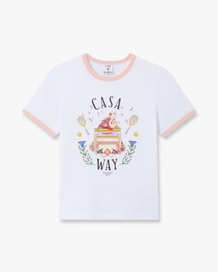White Casa Way Ringer Short Sleeve T-Shirt