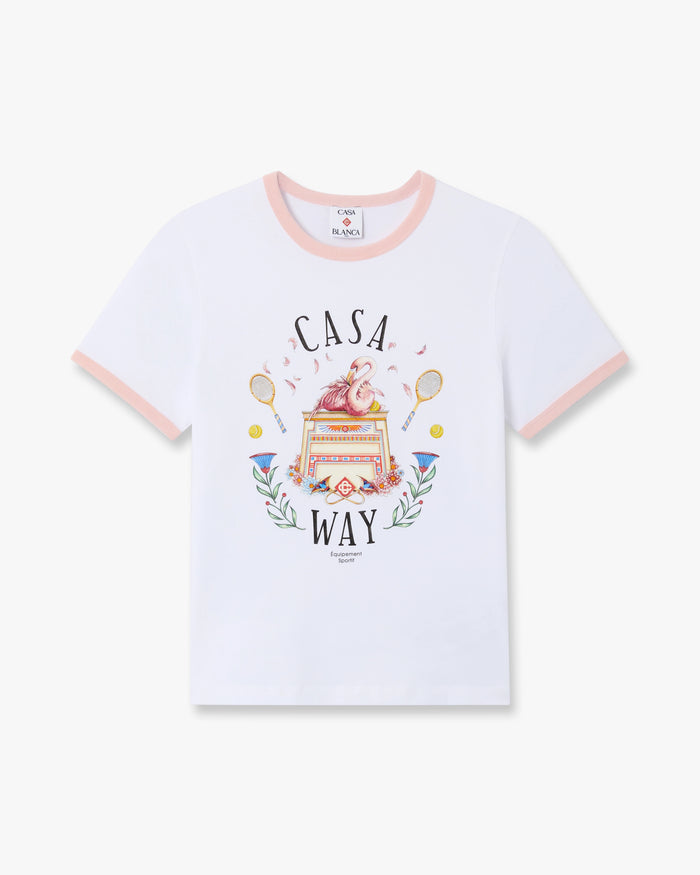 White Casa Way Ringer Short Sleeve T-Shirt