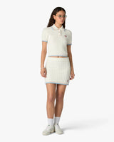 White Boucle Tennis Short Sleeve Polo Shirt