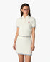 White Boucle Tennis Short Sleeve Polo Shirt