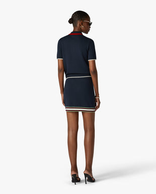 Navy Merino Mini Skirt