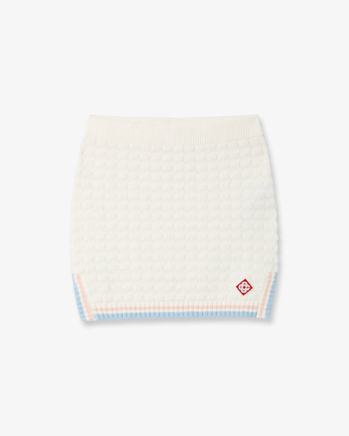 White Boucle Tennis Mini Skirt