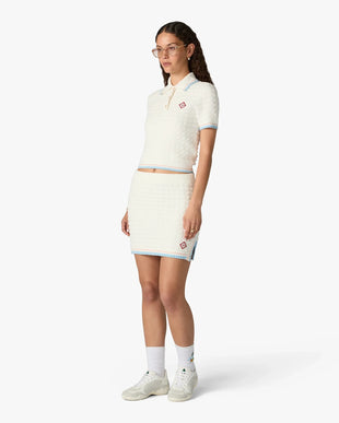 White Boucle Tennis Mini Skirt