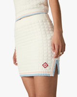 White Boucle Tennis Mini Skirt