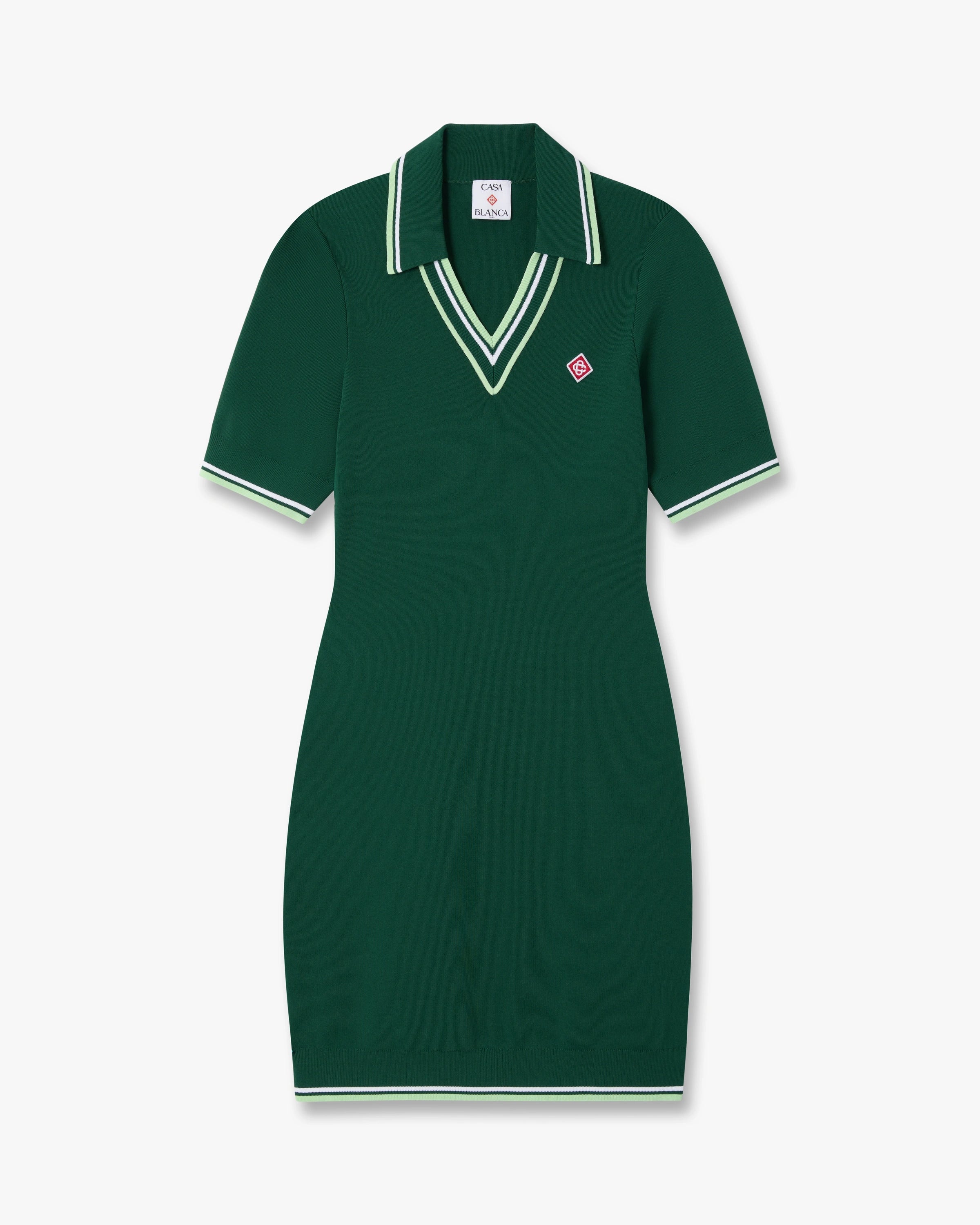 Green V-Neck Polo Mini Dress