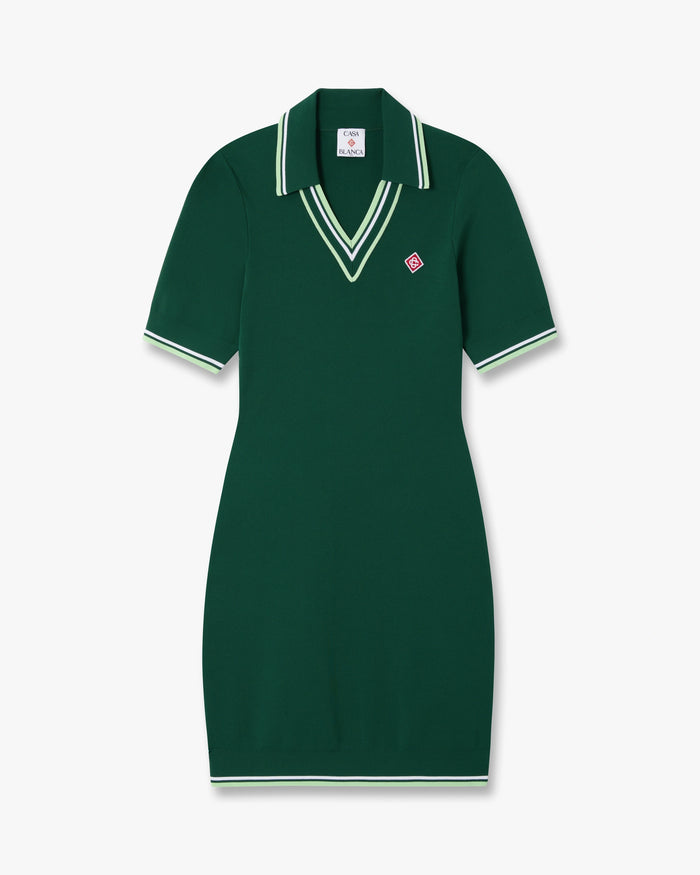 Green V-Neck Polo Mini Dress