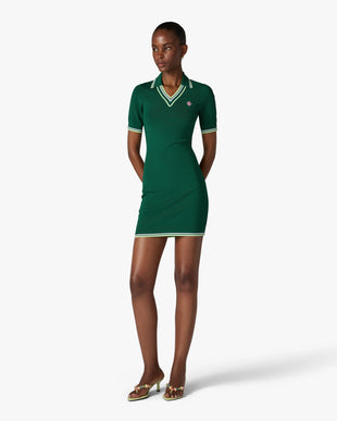 Green V-Neck Polo Mini Dress