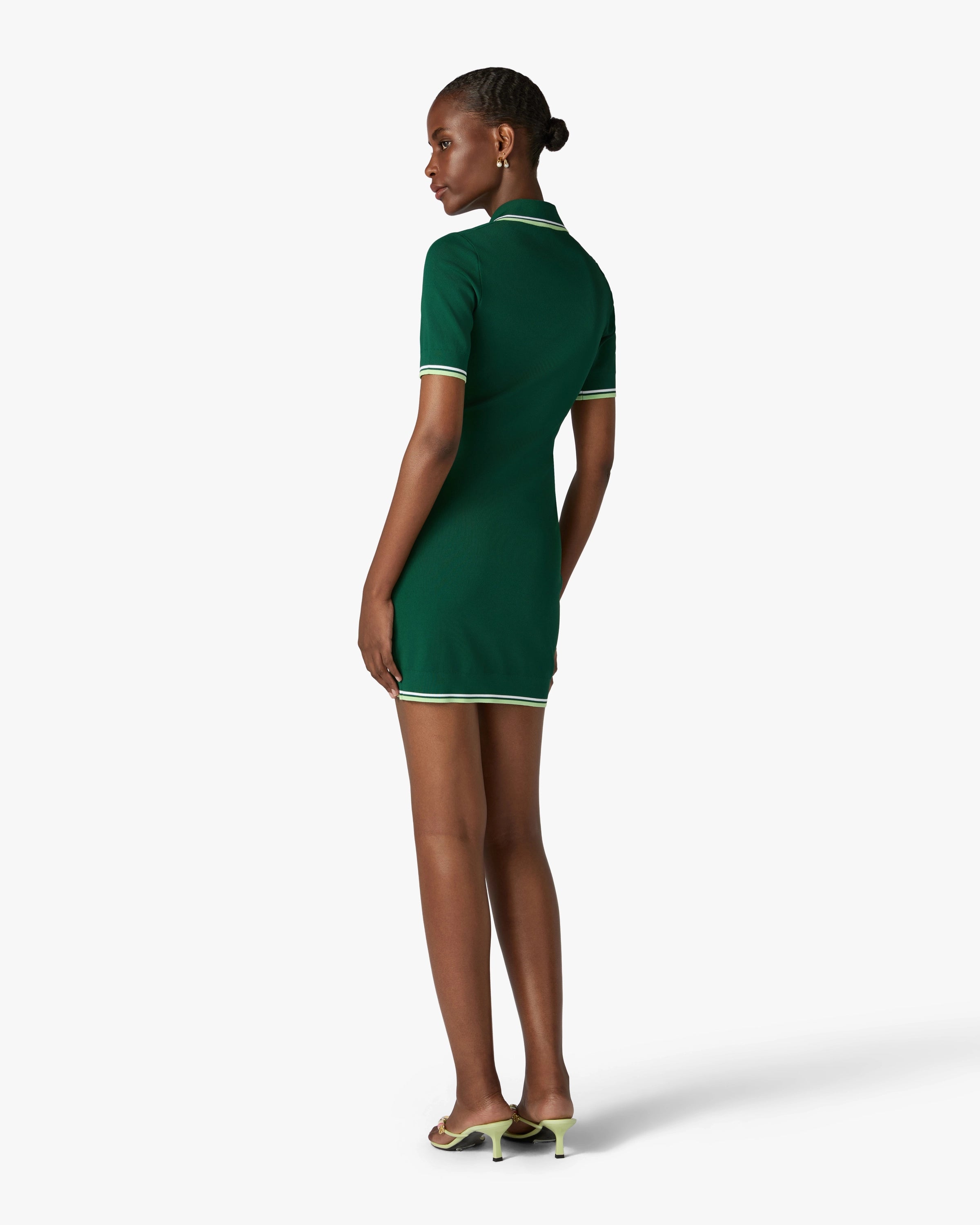 Green V-Neck Polo Mini Dress