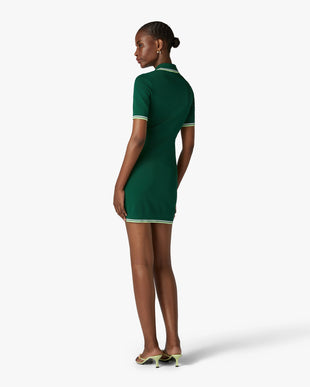 Green V-Neck Polo Mini Dress