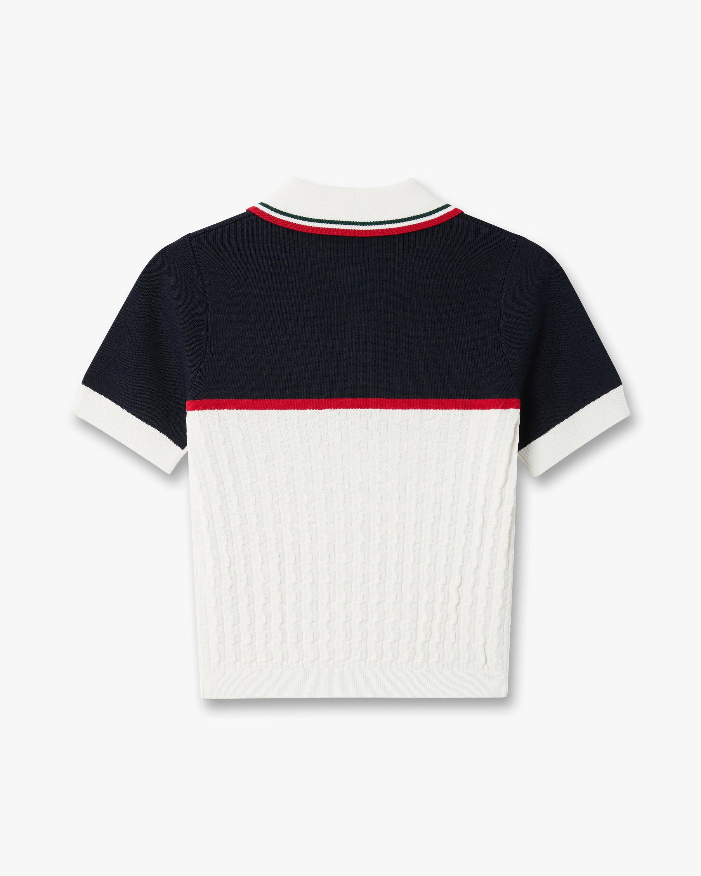 Cream & Navy Knit Tennis Short Sleeve Polo Shirt
