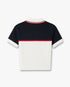 Cream & Navy Knit Tennis Short Sleeve Polo Shirt