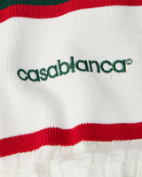 Cream & Navy Knit Tennis Short Sleeve Polo Shirt
