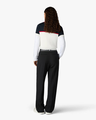 Cream & Navy Knit Tennis Short Sleeve Polo Shirt