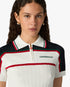 Cream & Navy Knit Tennis Short Sleeve Polo Shirt