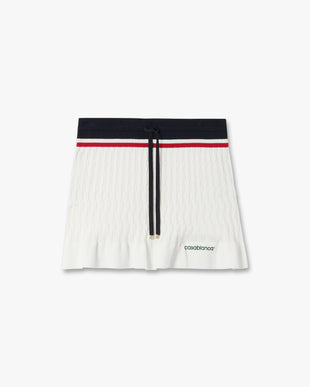 Cream & Navy Knit Tennis Mini Skirt