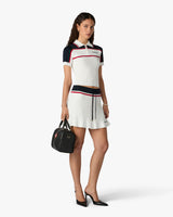 Cream & Navy Knit Tennis Mini Skirt