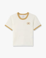 White Lace Tuck Stitch Short Sleeve Top