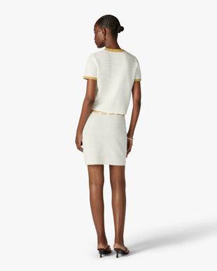 White Lace Tuck Stitch Short Sleeve Top