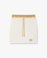 White Lace Tuck Stitch Mini Skirt