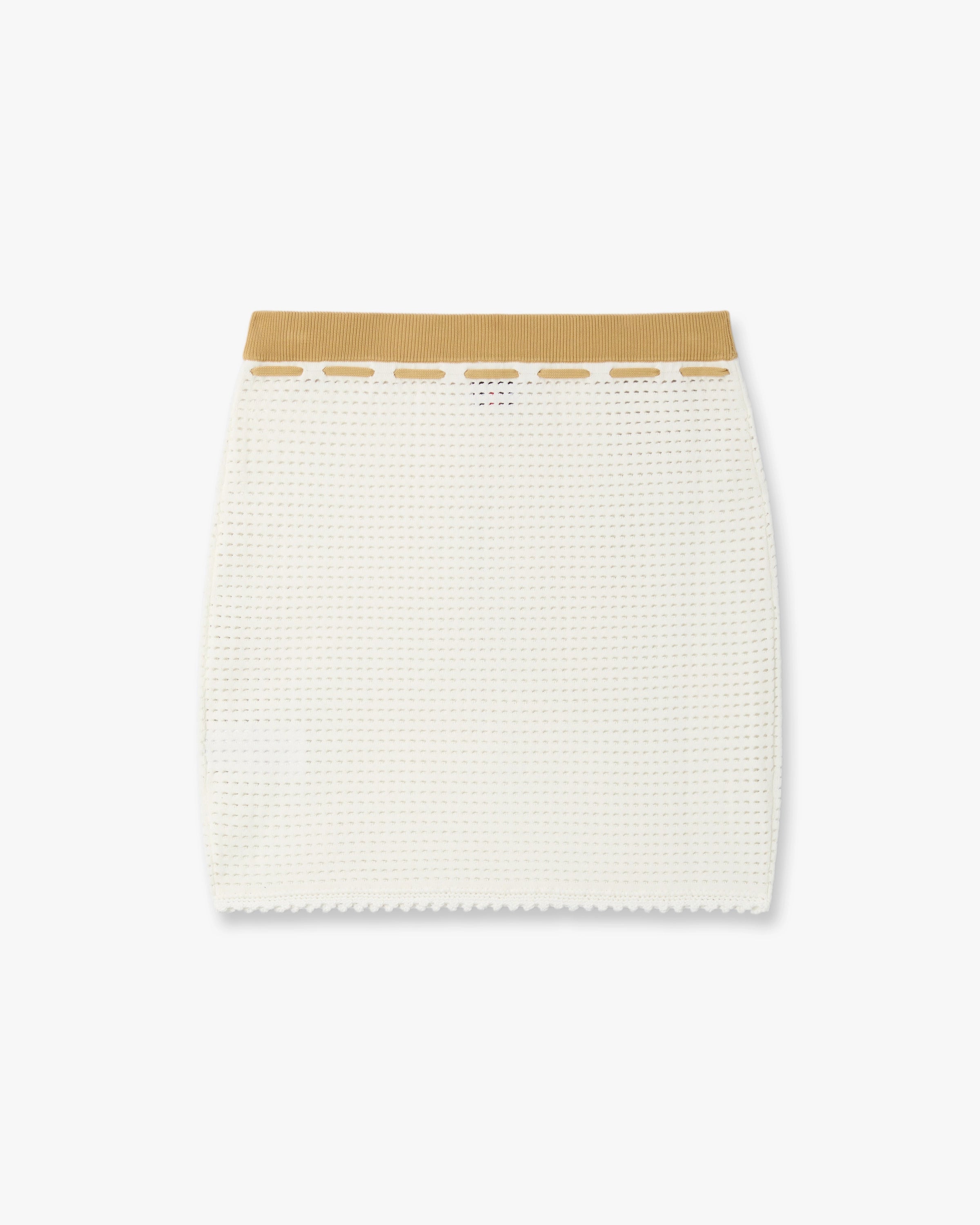 White Lace Tuck Stitch Mini Skirt