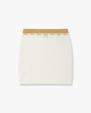 White Lace Tuck Stitch Mini Skirt