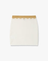 White Lace Tuck Stitch Mini Skirt