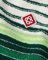 White & Green Boucle Stripe Zip-Up Track Jacket