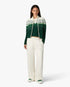 White & Green Boucle Stripe Zip-Up Track Jacket