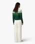 White & Green Boucle Stripe Zip-Up Track Jacket