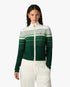 White & Green Boucle Stripe Zip-Up Track Jacket