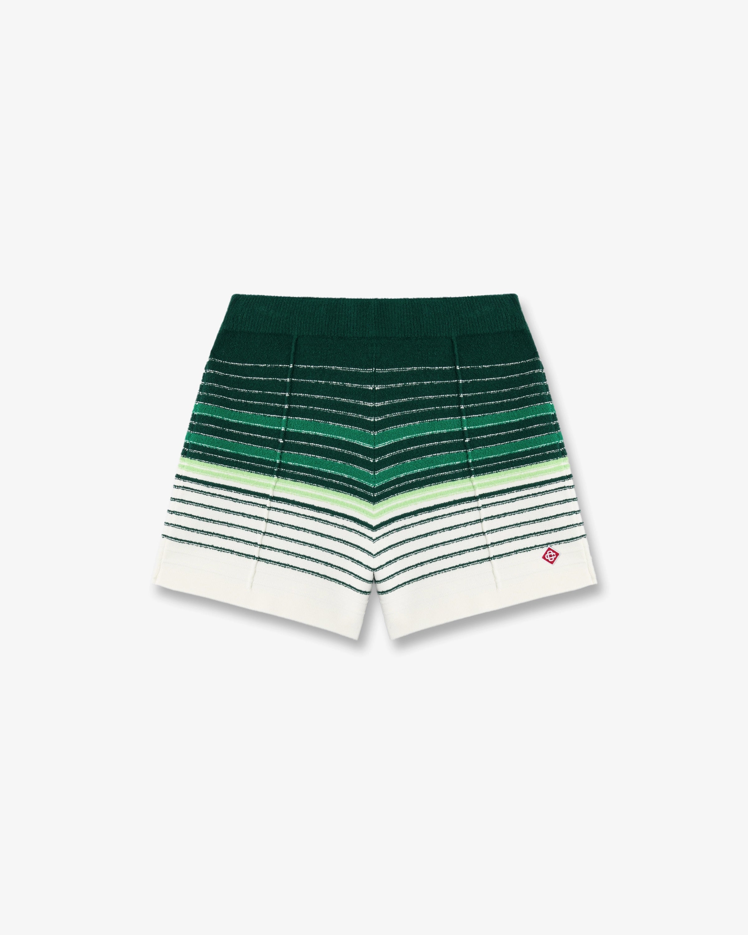White & Green Boucle Stripe Shorts