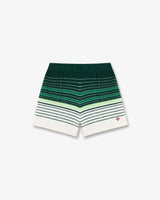 White & Green Boucle Stripe Shorts