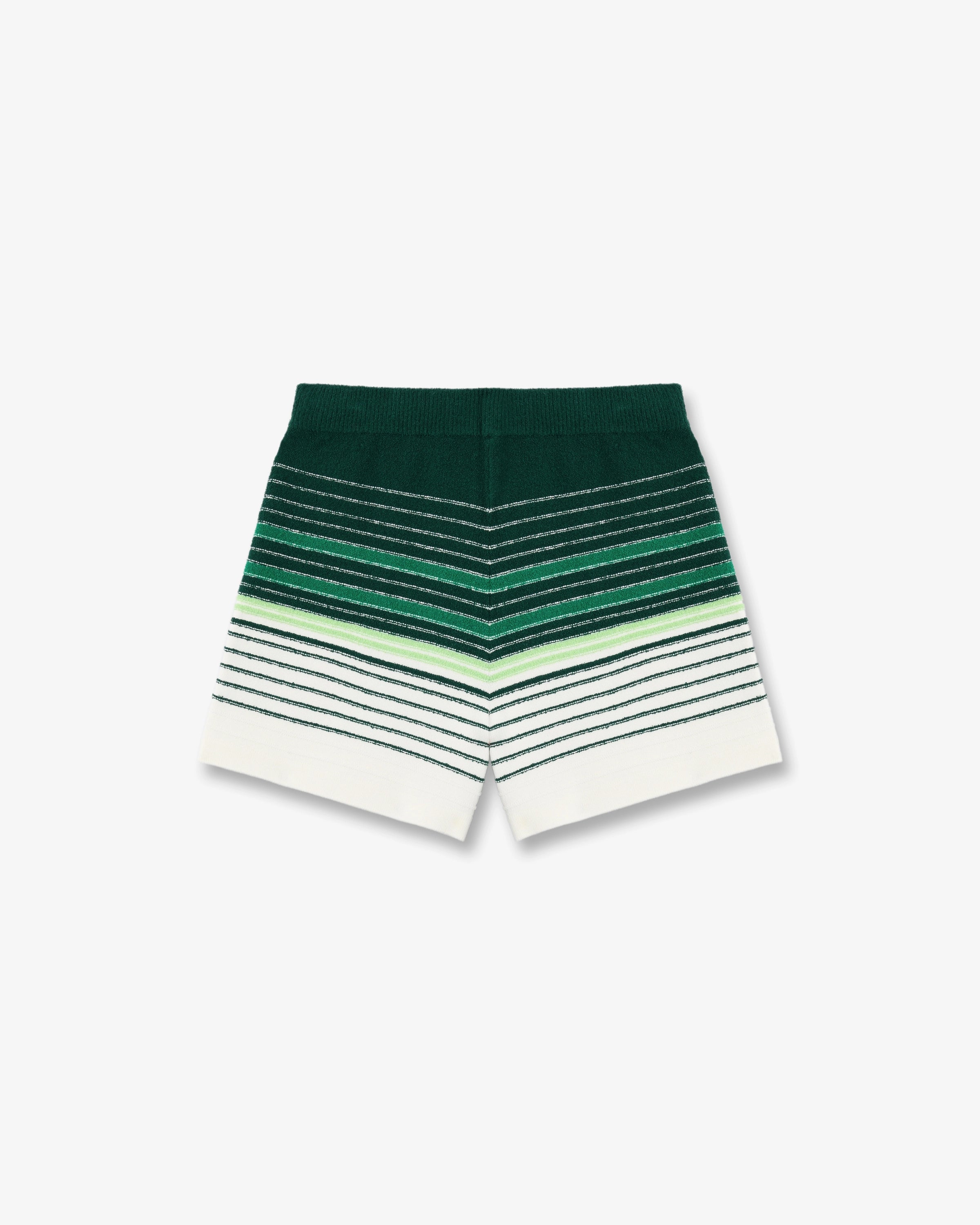 White & Green Boucle Stripe Shorts
