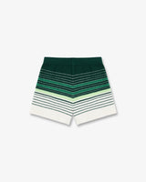 White & Green Boucle Stripe Shorts