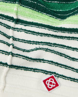 White & Green Boucle Stripe Shorts
