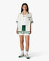 White & Green Boucle Stripe Shorts
