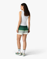 White & Green Boucle Stripe Shorts