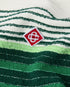White & Green Boucle Stripe Short Sleeve Polo Shirt
