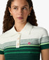 White & Green Boucle Stripe Short Sleeve Polo Shirt