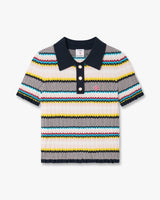 Multicolour Knit Chevron Short Sleeve Polo Shirt