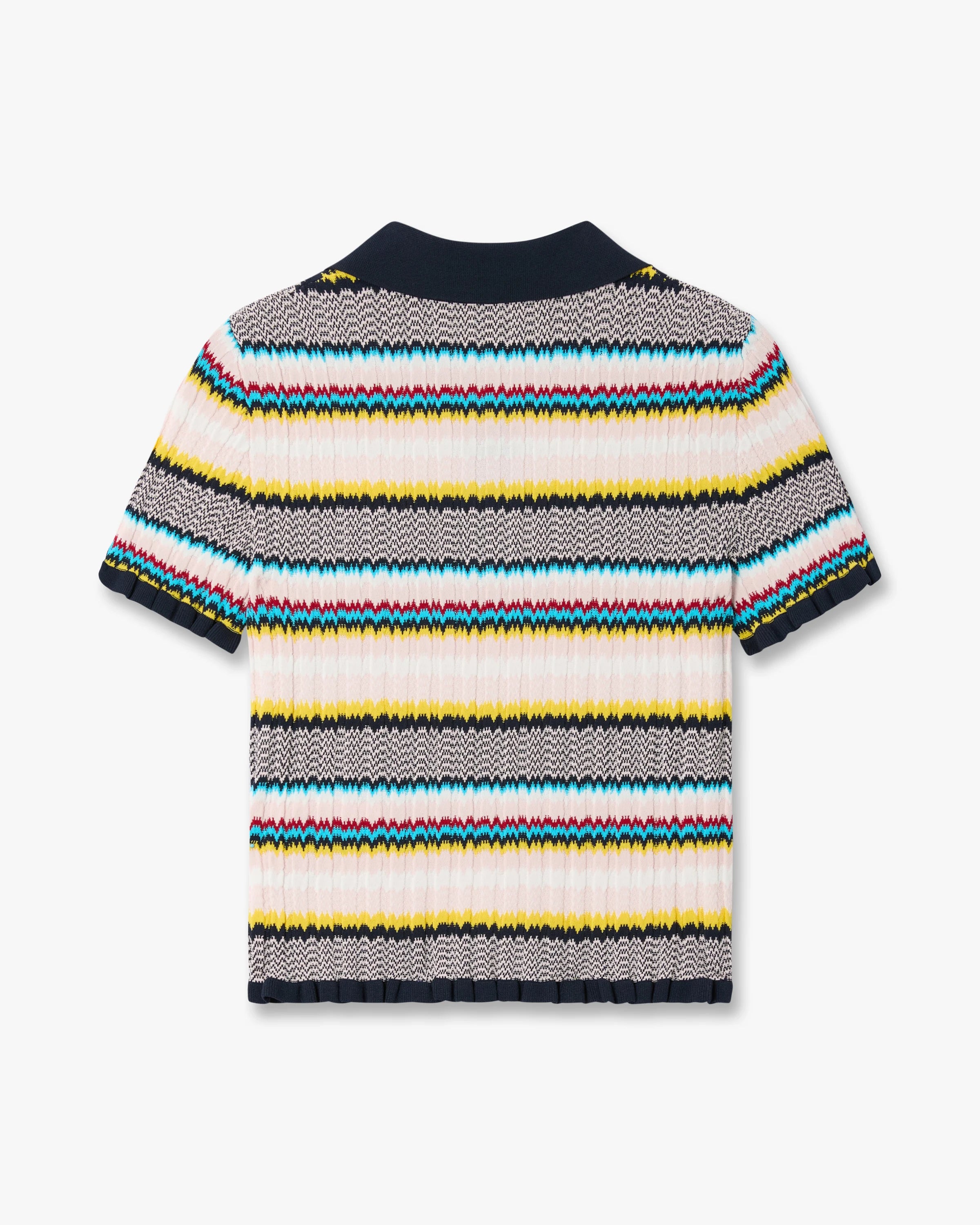 Multicolour Knit Chevron Short Sleeve Polo Shirt