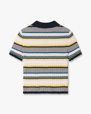 Multicolour Knit Chevron Short Sleeve Polo Shirt