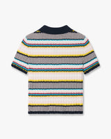 Multicolour Knit Chevron Short Sleeve Polo Shirt