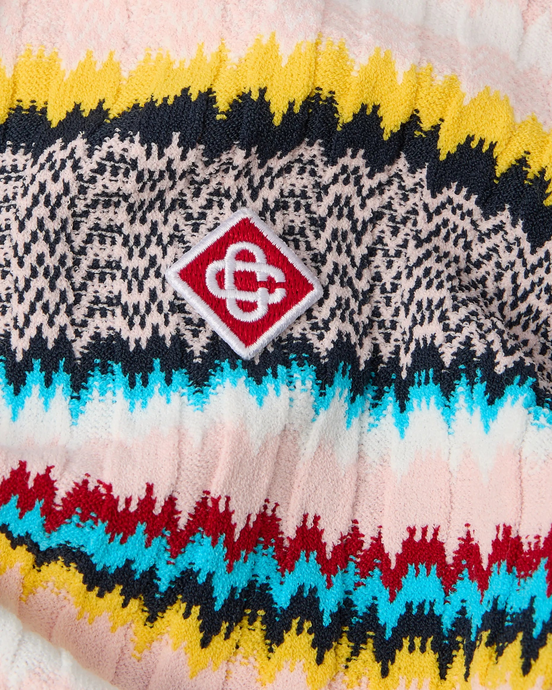 Multicolour Knit Chevron Short Sleeve Polo Shirt