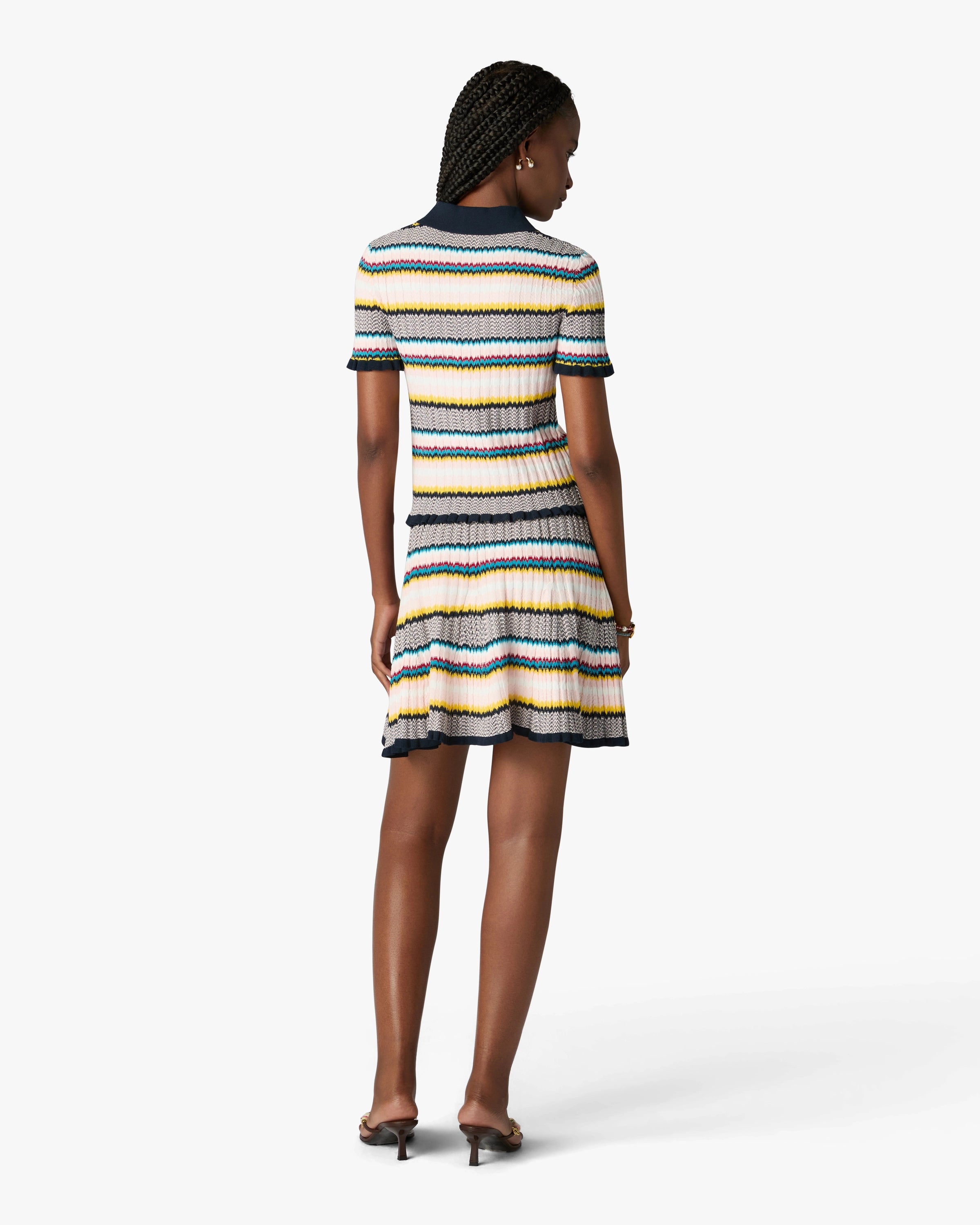 Multicolour Knit Chevron Short Sleeve Polo Shirt