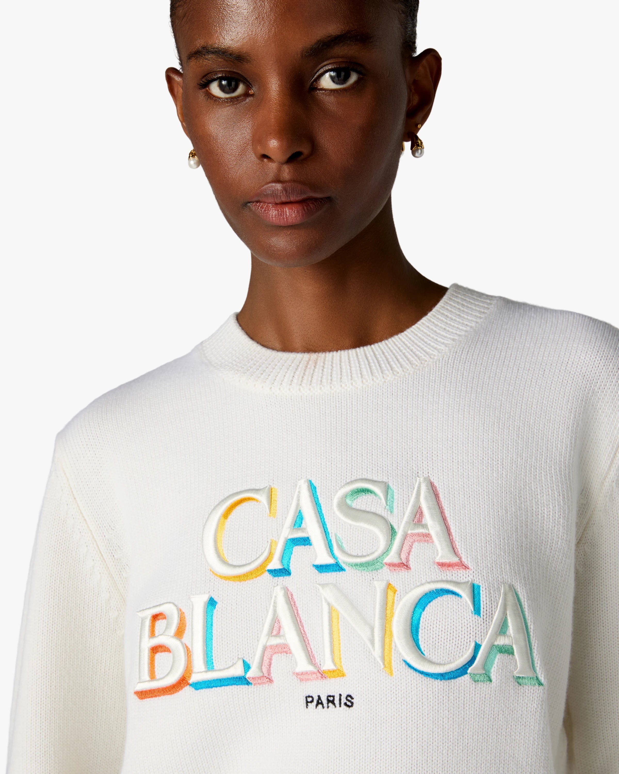 Cream Stacked Logo Jumper