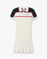 Cream & Navy Knit Tennis Polo Mini Dress